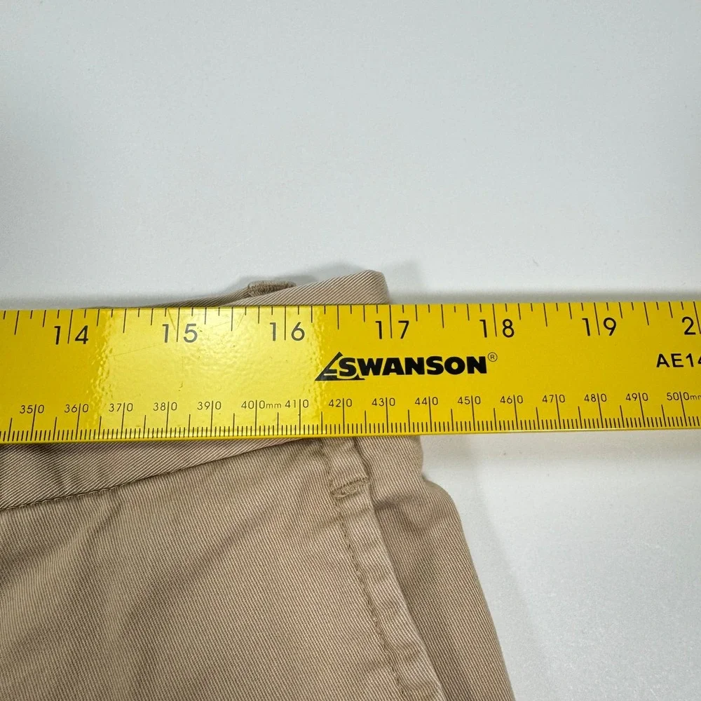 Polo Ralph Lauren Mens 34x32 Tan Stretch Chino Pants Flat Front Cuffed Hem